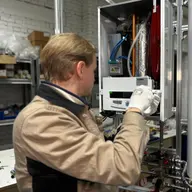 A hot water system being serviced