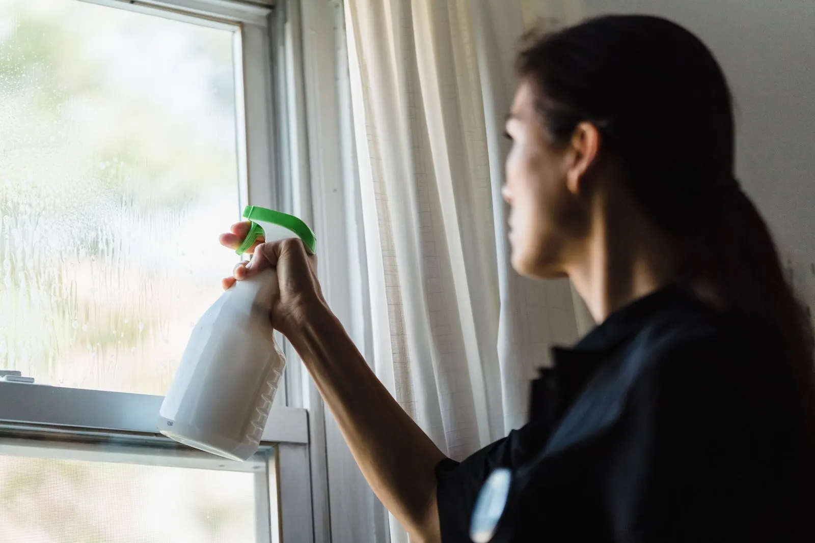Cleaning a window at home